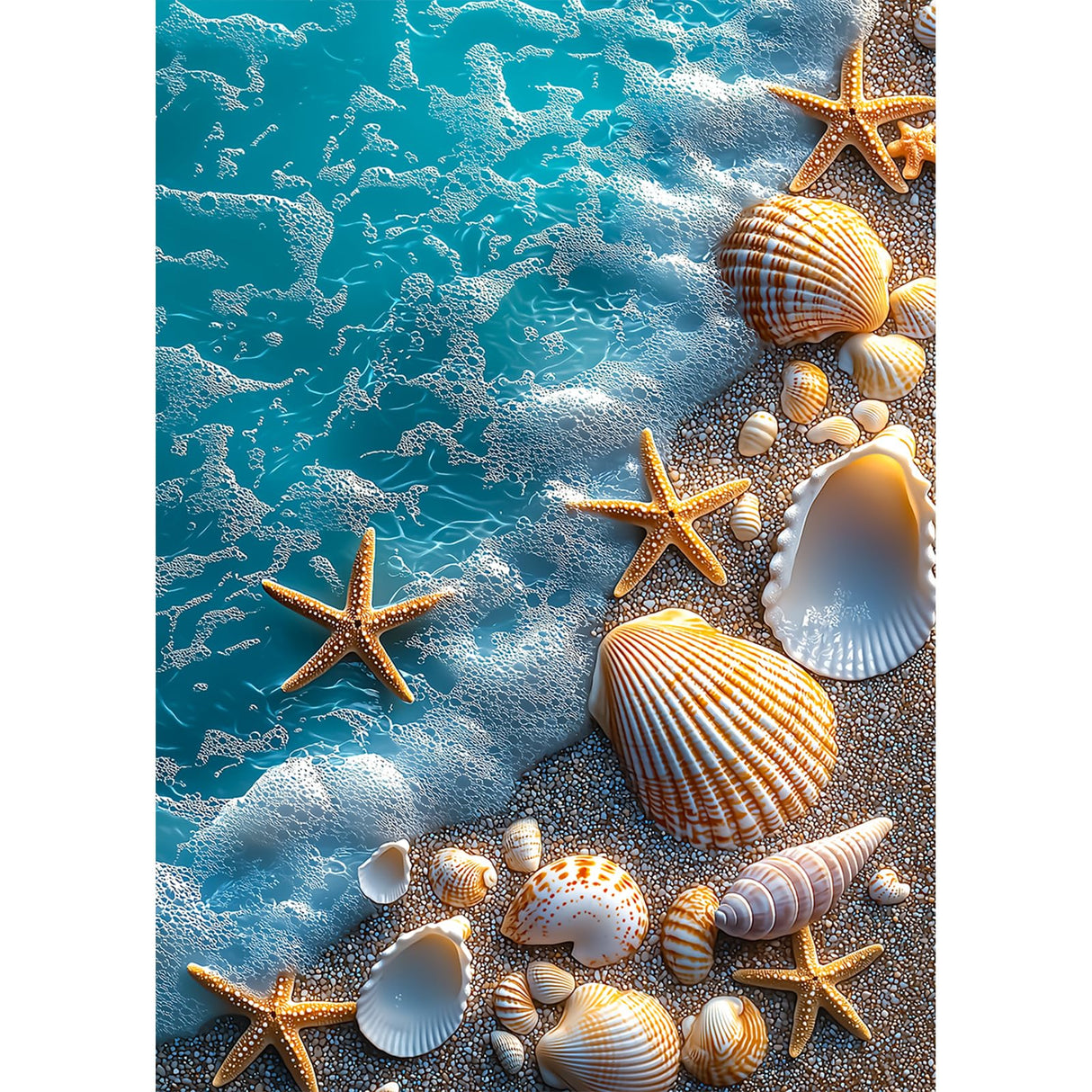 Lxmsja Seashells Diamond Art Kits for Adults, Beach Diamond Painting Kits for Beginners, 5D DIY Full Drill Gem Art Crafts for Adults, Home Wall Decor 12x16 inch Lxmsja