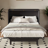 Harper & Bright Designs Queen Size Murphy Bed, Solid Pine Queen Murphy Frame Chest Cube Cabinet Bed with Charging Station and Large Drawer for Home Office or Small Room, Gray Harper & Bright Designs