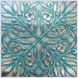 24-Pack of 8 x 8" Wallpaper Tiles for Kitchen Backsplash in Teal and Silver Leaves Design. Peel and Stick Paper Tile Renter Friendly Backsplash. Self Stick Paper Wall Tiles for Your Home Main Street