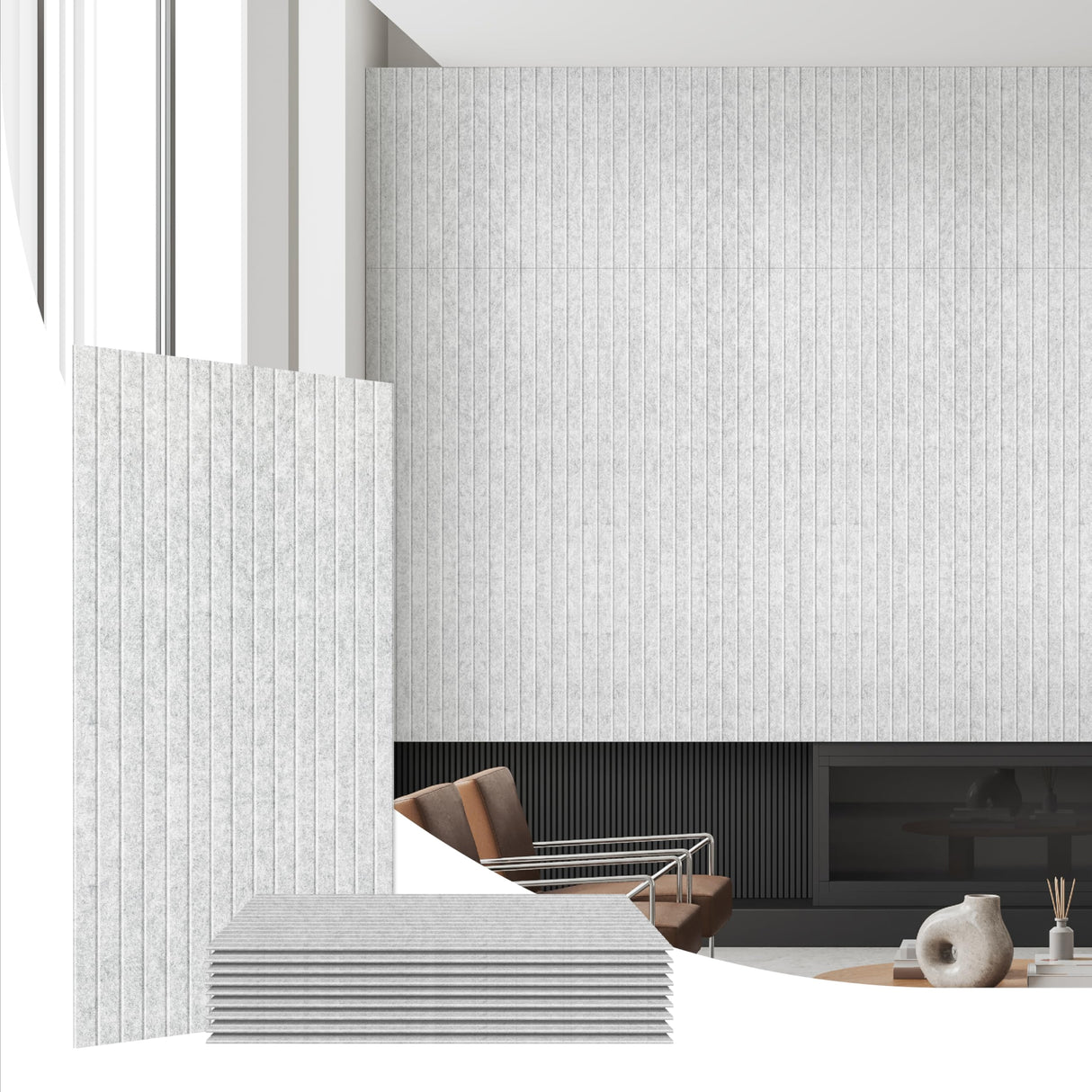 Olanglab Acoustic Wall Panels 10 Pack, 48 x 24 per Acoustic Panels Sound Absorbing, Decorative Sound Panels for Home Studio and Office, Silver Gray Olanglab