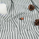 Cotton Linen Farmhouse Kitchen Curtains 36 Inch Boho Rustic Button Tier Curtains Natural/Sage Green Stripe Color Block Curtain Rod Pocket Small Window Curtain for Cafe Bathroom Bedroom Drapes BLEUM CADE