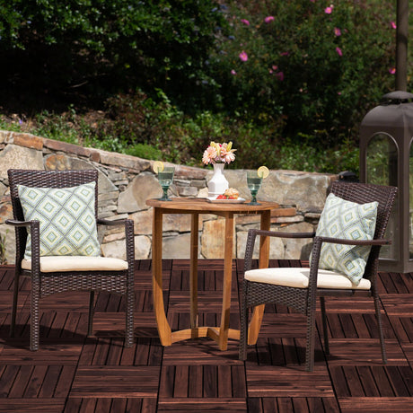 VICTORY RELAX Acacia Wood Decking Tiles 9PCS - Easy Snap Interlocking Deck Tiles for Patio Poolside Balcony Decor - All Weather Waterproof Flooring for Indoor & Outdoor (Round Joints) VICTORY RELAX