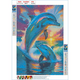 QINRUBB DIY Dolphins Diamond Painting Kits, Full Drill Sunset Diamond Art Painting Kits for Adults Beginners, DIY 5D Ocean Painting by Numbers Dolphins Diamond Art Kits for Home Decor 12x16inch QINRUBB