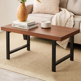 Best Choice Products 44in Modern Coffee Table Butcher Block Top Large Accent Table, Rectangular Wood Industrial Rustic Coffee Table for Living Room w/ 2in Metal Legs, 3in Tabletop - Brown Best Choice Products