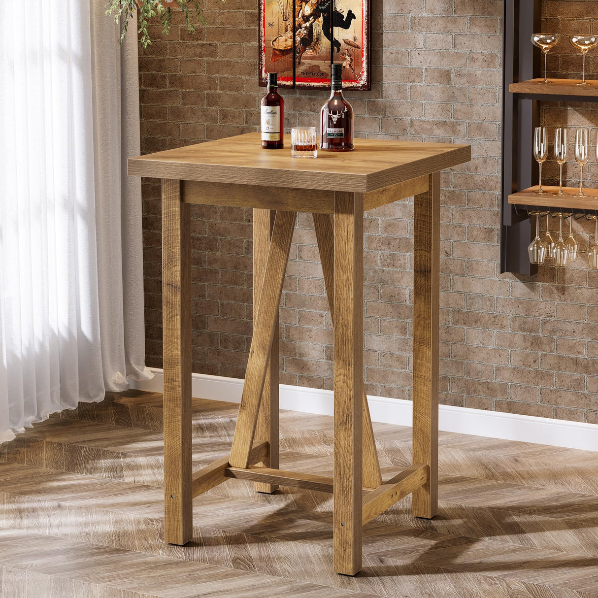 Tribesigns Bar Table, 39.4" Tall Counter Height Pub Table for Cocktail Coffee Bistro, Farmhouse Square High Top Desk for Living Room, Dining Room, Kitchen, Small Space Tribesigns