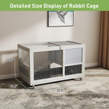 Wooden 36Inches Rabbit Hutch Indoor with Wheels Bunny Cage Outdoor Durable Wide Space Rabbit Cage with Tray, Openable Roof, Anti-Slip Ramp for Small Bunny Rabbit (Grey) Nyeekoy