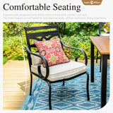 Sophia & William Patio Dining Set with Umbrella 6 Pieces, Outdoor Table and Chairs with 10ft Patio Beige Umbrella(No Base), Weather-Resistant for Garden, Backyard, Lawn, Balcony Sophia & William