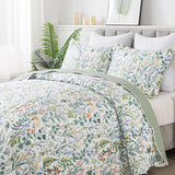 HoneiLife Queen Quilt Bedding Set - 3 Pieces Microfiber Quilt Sets Lightweight Bedspreads Reversible Coverlets Retro Bed Cover Floral Bedding Set Wildflower Quilts All Season Use HoneiLife