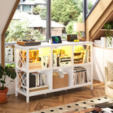 DurayLoly 6 Cube Storage Organizer with LED Light and Charging Station, Wood and Metal Cube Shelf, White Horizontal Book Shelf for Bedroom, Home Office DurayLoly