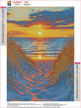 MXJSUA Sunset Diamond Painting for Adults, Beach DIY Diamond Rhinestone Cross Stitch Crystal Painting for Wall Decor 12x16 Inch MXJSUA