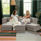 Jaxx Zipline Convertible Sleeper Sofa & Three Ottomans/California King-Size Bed, Dove Grey Jaxx