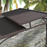 Outsunny 8'x5' BBQ Grill Gazebo with 2 Side Shelves, Outdoor Double Tiered Interlaced Polycarbonate Roof with Steel Frame, Brown Outsunny