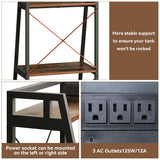 Herture 3-5.5 Gallon Fish Tank Stand with Shelf, Metal Frame Aquarium Stand with Storage and Power Outlet, for Multiple Fish Tank, 16.53" L*14.41" W Reptile Tank Rustic Brown PG11YGN Herture