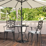 NUU GARDEN Bistro Set 3 Piece Outdoor All Weather Cast Aluminum Patio Bistro Set Patio Table and Chairs Set of 2 with Umbrella Hole and Grey Cushions for Backyard, Balcony, Lawn, Black NUU GARDEN