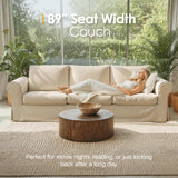 Vorthio 89" 3-Seater Couch for Living Room, Slipcovered Sofa, Recliner Couches with Washable Cover, Supportive Cushions & Sturdy Frame, for Small Spaces, Apartment, Office, Easy Assembly Vorthio