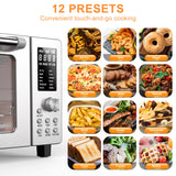 Nuwave Bravo Air Fryer Toaster Smart Oven, 12-in-1 Countertop Convection, 1800 Watts, 21-Qt Capacity, 50°-450°F Temp Controls, Top and Bottom Heater Adjustments 0%-100%, PFAS Free, Stainless Steel Nuwave