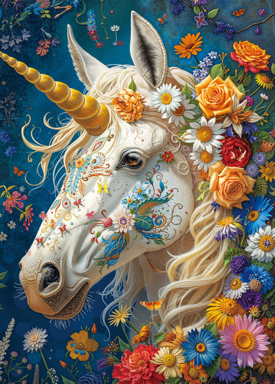 Divine Bloom Steed 1000-Piece Jigsaw Puzzle for Adults –Challenging Enchanted Unicorn with Flower Mane Art, Premium Matte Finish, 27.56 x 19.68 Inches, Perfect for Game Nights