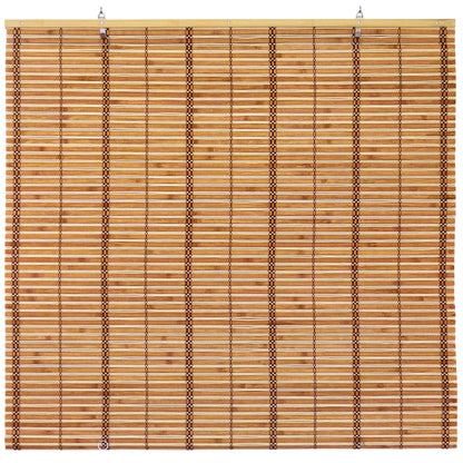 ORIENTAL Furniture Burnt Bamboo Cordless Window Shade - Two-Tone Honey 72" W