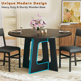 HUAHUU Round Dining Table Set for 6, 7-Piece Kitchen Table and Chairs for 6, 47'' Round Dining Room Table Set with 6 Chairs, Space Saving Dining Table with Wood Base for Kitchen, Living Room, Black HUAHUU