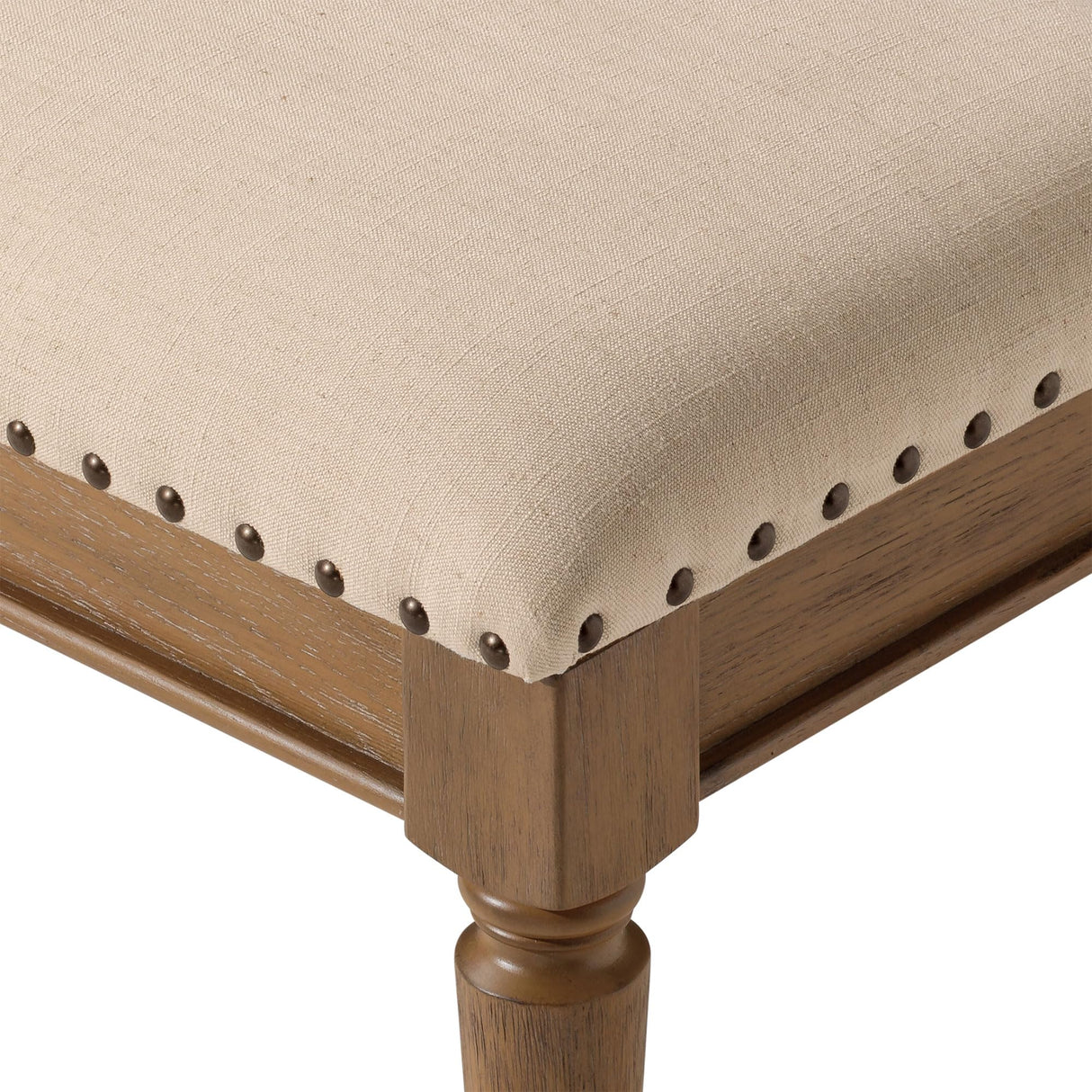 Maven Lane Elizabeth Traditional Wooden Upholstered Bench, Padded Seat for Kitchen Dining Room Table or Entryway in Antiqued Natural Finish Maven Lane