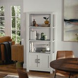 Martha Stewart Hutton Four Tier Shaker Bookcase with Storage Cabinet in Gray with Brushed Nickel Hardware Martha Stewart
