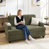 HOMYKA Loveseat Sofa, 60" Corduroy Couch with Side Pocket, Removable Pillow and Cushion Cover 2 seat Couches, Comfy Modern Small Couch for Living Room, Small Spaces, Dorms, Office, Green HOMYKA