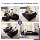 MAXYOYO L-Shaped Sectional Sofa with Convertible Left/Right Ottoman, Cloud Boneless Modular Couch, Layered Cushion & Tufted Upholstered, 4-in-1 Flexible Combination, No Assembly, Black MAXYOYO