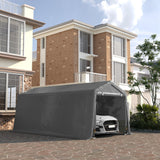 Outsunny 10' x 20' Carport Portable Garage, Heavy Duty Storage Tent, Patio Storage Shelter w/Anti-UV PE Cover and Double Zipper Doors, for Motorcycle Bike Garden Tools, Gray Outsunny