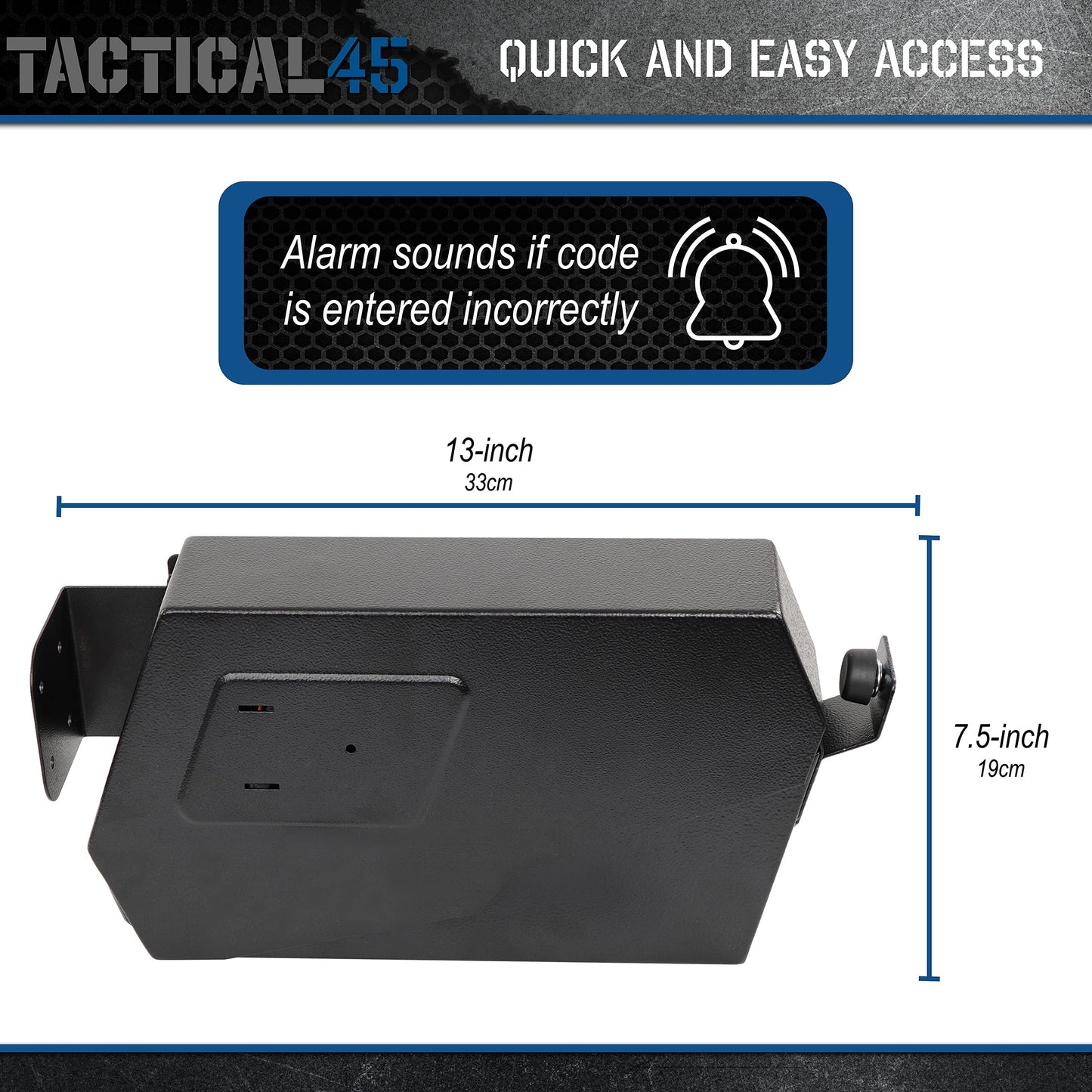 Tactical45 Passcode Protected Quick Access Bedside Gun Safe for Pistols - Biometric Gun Safe for Handgun - Hidden Gun Storage Single Firearm Safe