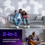 Ekkogo Acoustic Panels 12-Pack Soundproof Wall Panels 12"X10.4"X0.4" Sound Panels High Density Sound Dampening Panels - [Smoky White Hexagon] Ekkogo
