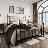 SHA CERLIN 14'' Queen Size Metal Platform Bed Frame/Victorian Headboard and Footboard/Steel Slats Mattress Foundation for Storage/No Box Spring Needed/Noise Free/Black SHA CERLIN