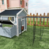 PawHut 11' x 5' x 3.5' Wooden Chicken Coop with Nesting Box, Outdoor Poultry Cage with Run for 4 Chickens with Pull-Out Tray, Perches for Duck, Dark Gray PawHut