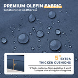 Amopatio Aluminum Patio Furniture Set, 6 Pieces Metal Outdoor Patio Furniture Sets, Outdoor Sectional Modern Sofa Couch with Coffee Table for Pool, Garden, White&Blue (Included Waterproof Covers) Amopatio