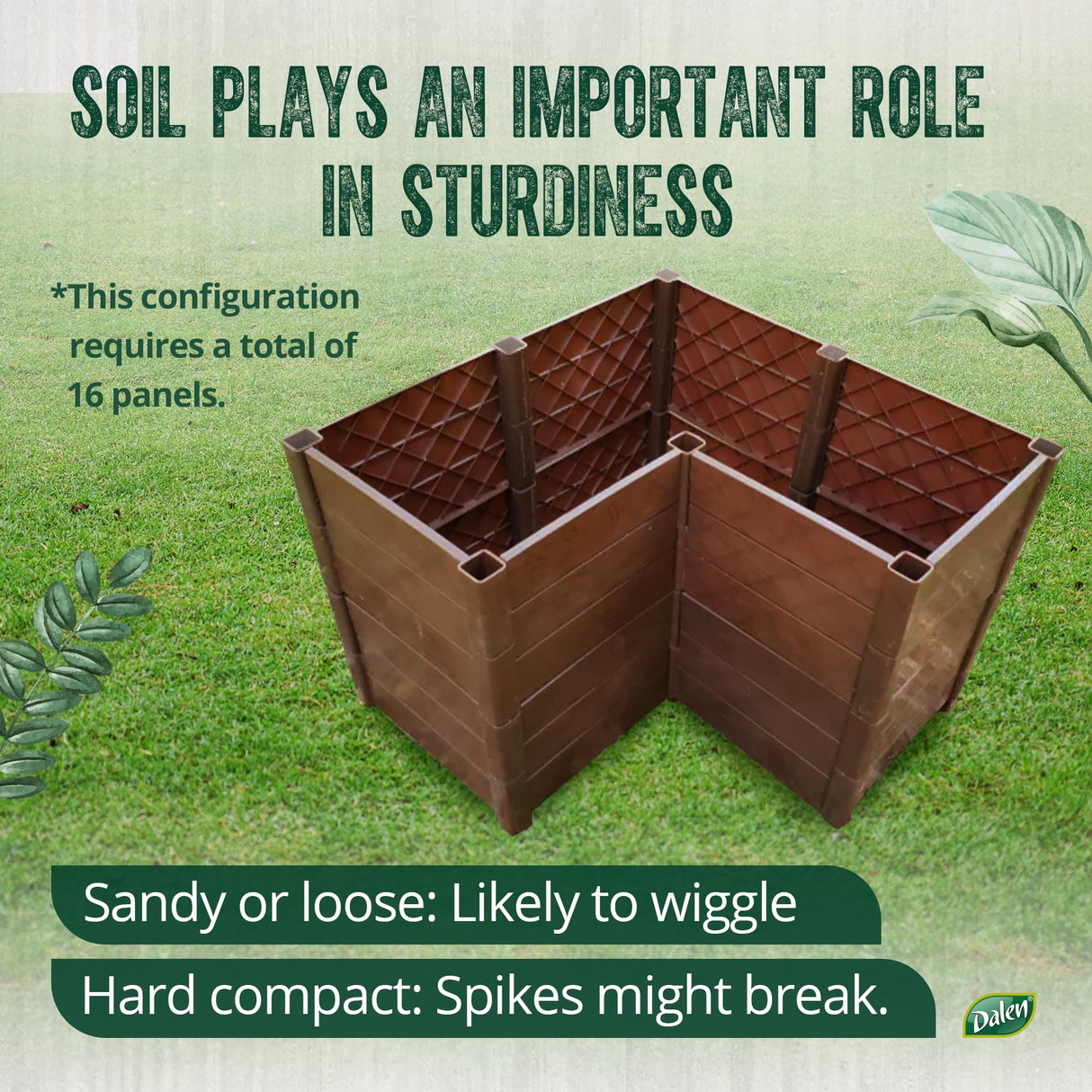 Dalen Modular Raised Bed Garden – Faux Wood – 8 Panel Starter Pack – Makes Square Foot Gardening Easy – 12x9 in Dalen