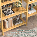 Homykic Double Wide Bamboo Bookshelf, 6-Tier Large Open Bookcase with 12 Display Shelves, 6ft Tall Freestanding Book Shelf for Home Office, Bedroom, Living Room, Plants, Natural Homykic