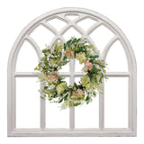 Sintosin Farmhouse White Arched Window Frame Decor 32 Inch, Hanging Distressed Wooden Rustic Window Frames for Wall Decor, Window Pane Wall Decor for Living Room Christmas Halloween Sintosin