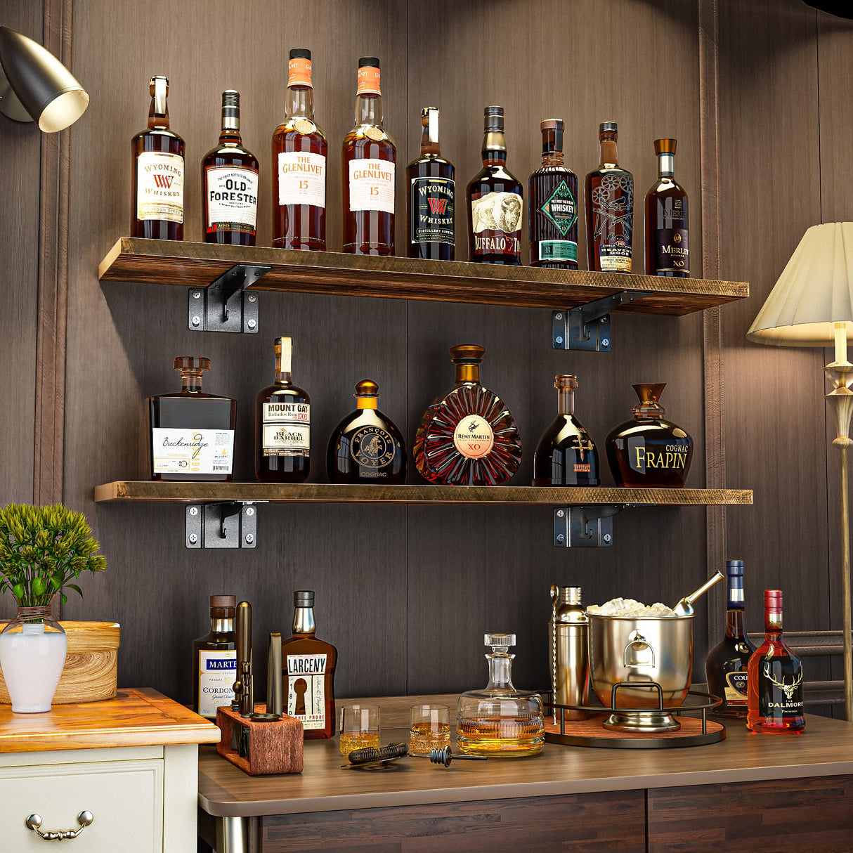 Alsonerbay 36 Inch Floating Shelves for Wall Storage, Wooden Wall Shelves Large Rustic Shelves for Bathroom, Living Room, Bedroom (2 Pack, Dark Brown) Alsonerbay