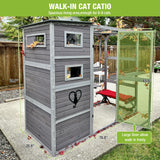 Cat House Catio Outdoor Cat Enclosure 76.8" Large Kitty Shelter for Cats Outdoor Patio,Large Weatherproof Cat Cage with Window,Resting Box GUTINNEEN
