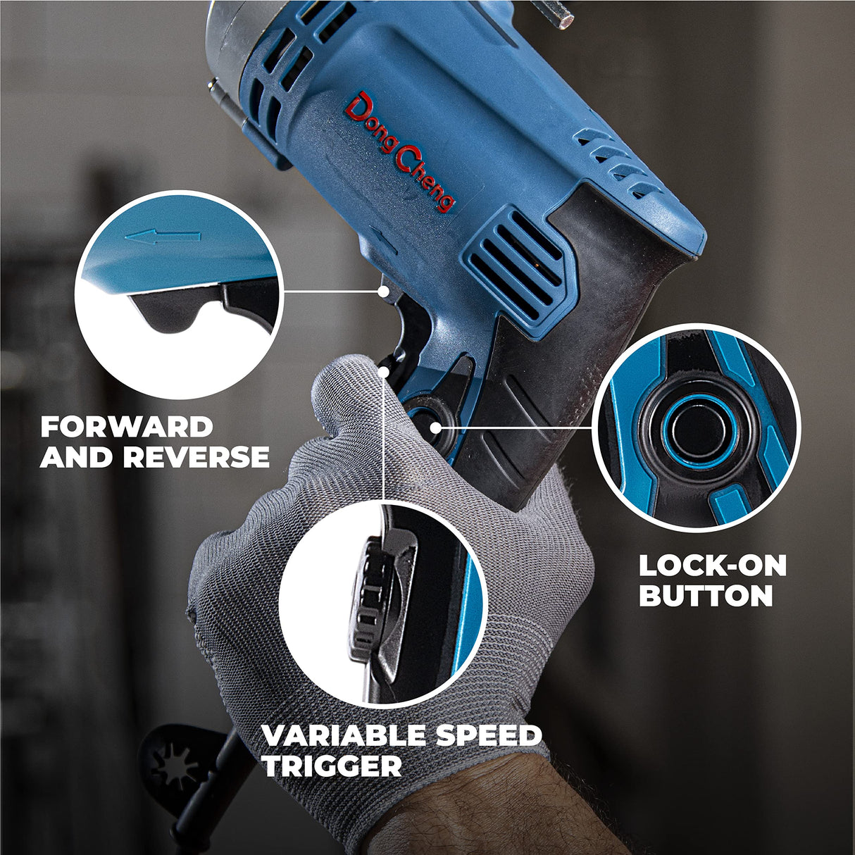 DongCheng Hammer Drill 6A,1/2 Inch Keyed Chuck, 0-3000 RPM/45000 BPM Impact Drill with 15PCS Drilling Bits for Concrete，Metal & Wood, DZJ05-13 Dong Cheng