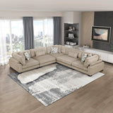Lexicon Modular Sectional Sofa, Textured Microfiber Oversized Sectional Sofa, 8 Pillows, Adjustable Back and Armrests, Removable Back Cushion Cover, L Shape Couch, 5 Seater, Beige Lexicon