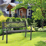 MGHH Outdoor Bench, Patio Garden Bench with Iron Steel Frame, Mesh Pattern, Metal Outside Bench for Park Porch Lawn Yard Balcony Path Entryway Deck,Black MGHH