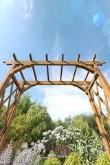 Vita Heartwood Cedar Wood Arbor, 55 inch x 88 inch, FSC, Golden Brown, Opening Width 51 inches, Garden Décor Shade Arch, VA68897 Vita