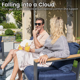 Sundale Outdoor Patio Furniture Aluminum Sofa, All-Weather 3-seat Outdoor Metal Sofa Couch with 6” Olefin Cushion & Dark Grey Frame, Outdoor Seating for Garden Deck Porch(Navy Blue) Sundale Outdoor