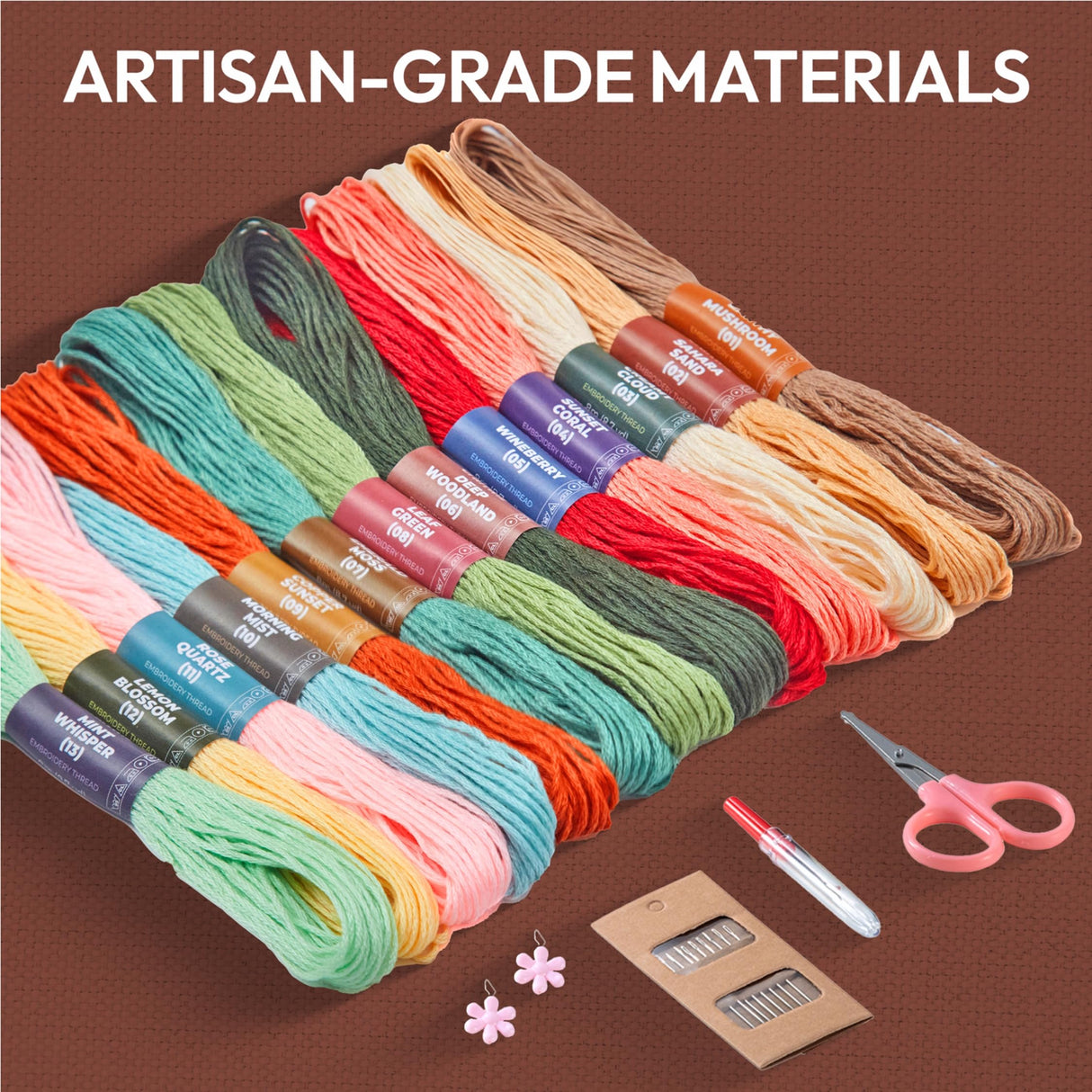 Craftwiz 4-Piece Starter Embroidery Kit for Beginners with Simple Patterns, Learn to Embroider 31 Stitches with Hand Embroidery Kit Craftwiz