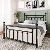 Allewie 14 Inch Queen Size Metal Platform Bed Frame with Victorian Vintage Headboard and Footboard/Under Bed Storage/No Box Spring Needed/Easy Assembly/Noise Free/Mattress Foundation/Black Allewie