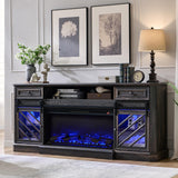 OKD 75” Fireplace TV Stand for 85 Inch TV, Farmhouse Highboy Entertainment Center with 36” Electric Fireplace, Modern Media Console Table with Drawers Storage&Cabinets for Living Room, Dark Rustic Oak OKD