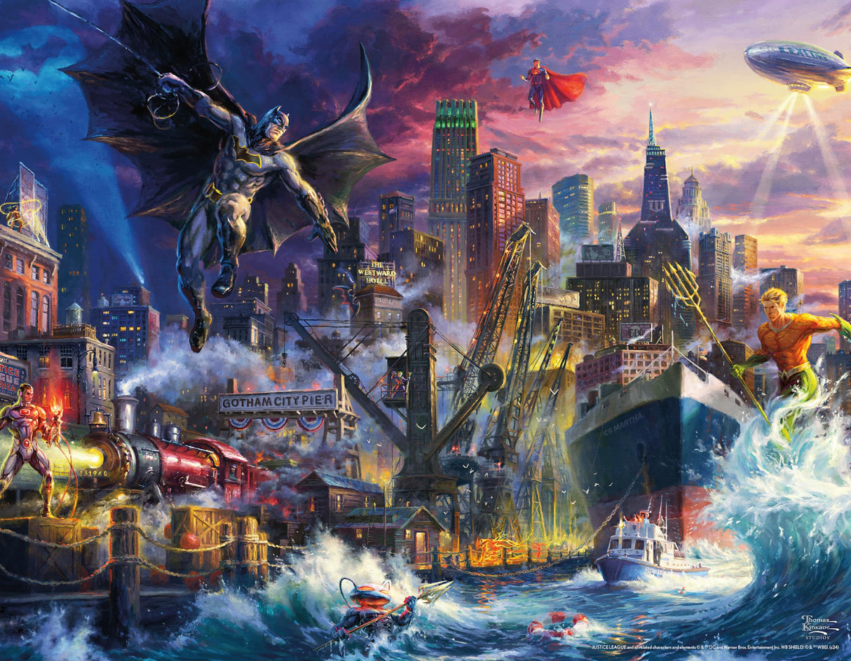 Ceaco - 4 in 1 Multipack - Thomas Kinkade - DC Comics - Justice League (4) 500 Piece Jigsaw Puzzles Ceaco