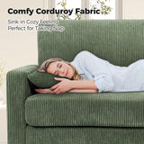 Kidirect 70in Corduroy Couch, Sofas for Living Room No Tool Assembly, Comfy Couches for Living Room 21in Deep Seats, Oversized Loveseat Sofa with 2 Pillows, 3 Seater Couch for Bedroom, Green Sofa Kidirect