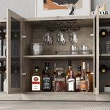 GAOMON Wine Bar Cabinet, Liquor Cabinet for Liquor and Glasses, Industrial Bars & Wine Cabinets with Storage and Wine Rack, Home Bar Furniture for Dining Room, Living Room, Kitchen (Grey) GAOMON