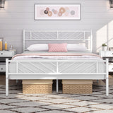 Yaheetech Full Size Platform Bed Frame with Arrow Design Headboard, 13 Inches Metal Mattress Foundation for Storage, No Box Spring Needed, Easy Assembly, Modern, White Yaheetech